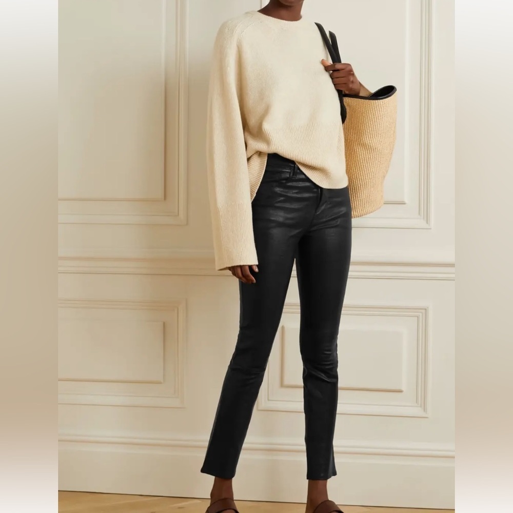 FRAME Le Sylvie High-Rise Lambskin Leather Pants - Picture 6 of 14